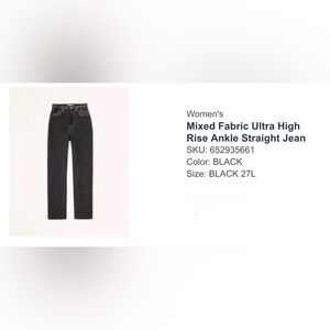 Abercrombie & Fitch Black High-Rise Straight Jeans
